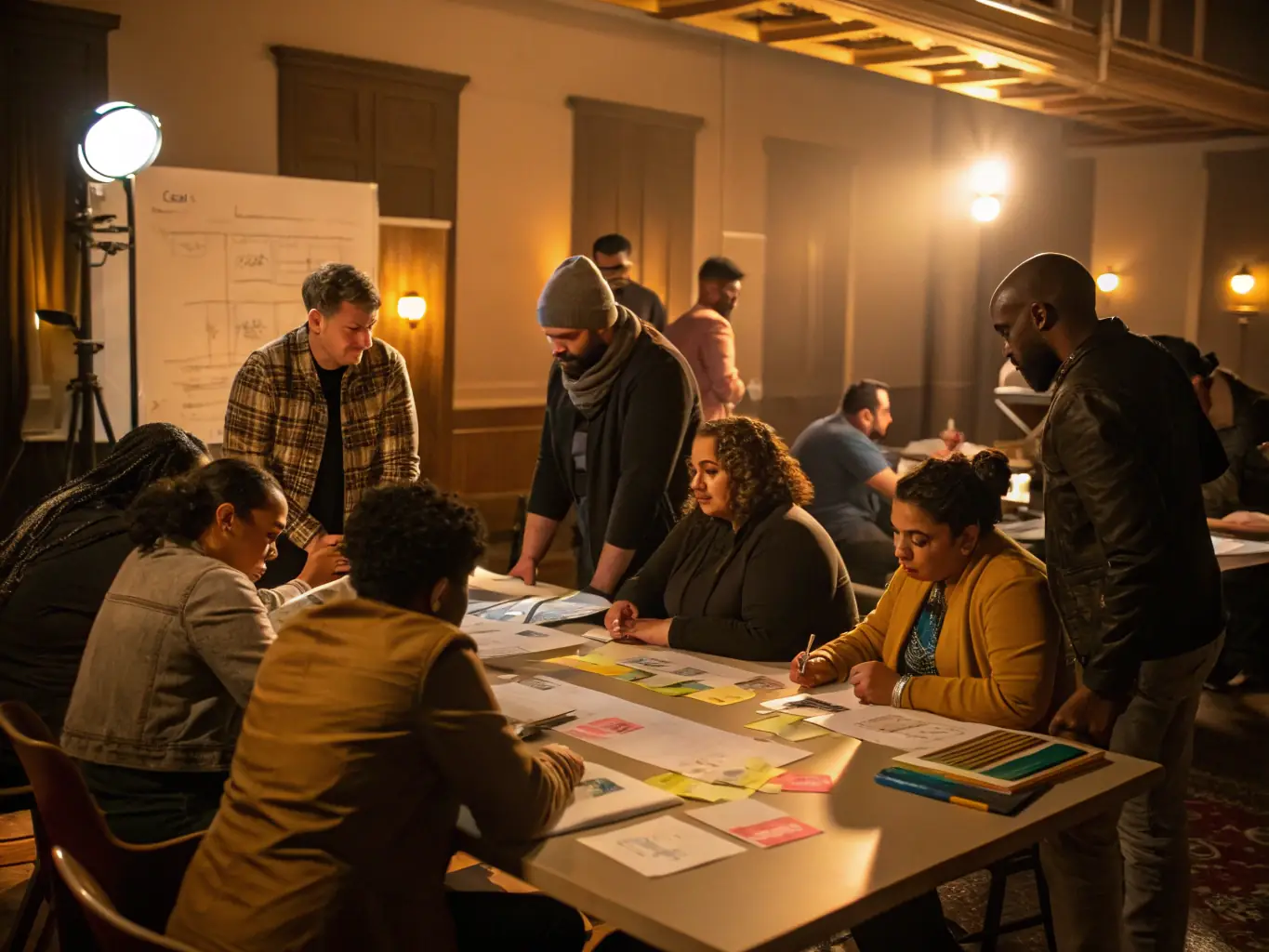 A diverse group of Tandem Services staff members participating in a training session on abuse prevention, focusing on recognizing signs and implementing preventative measures.